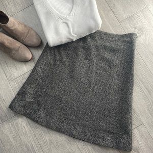 LOFT Silk Wool Blend Herringbone A-line Skirt 0 petite